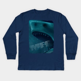 Megalodon Bite (text) Kids Long Sleeve T-Shirt